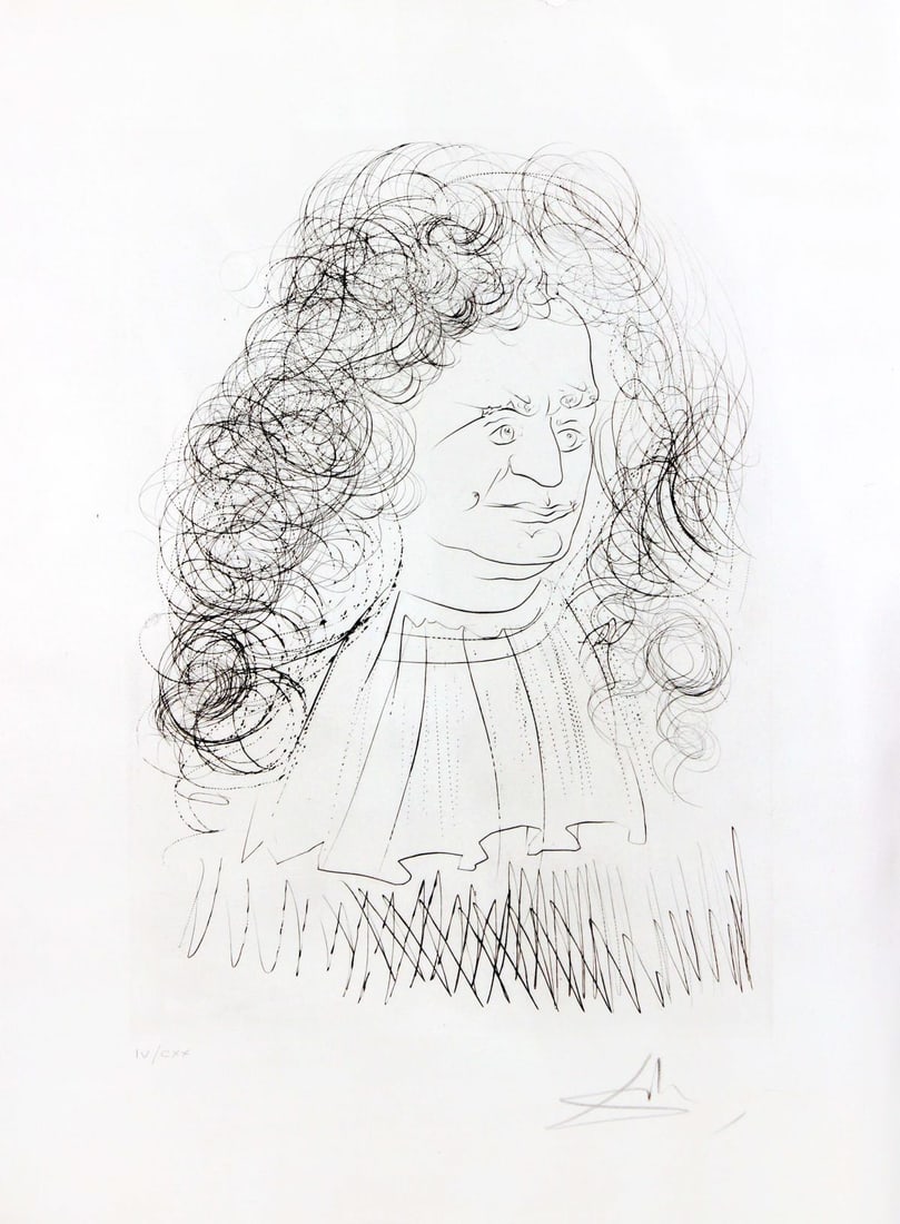 Salvador Dali - Portrait of La Fontaine: Artist: Salvador Dali Title: Portrait of La Fontaine Year: 1974 Dimensions: 30in. by 22.5in. Edition: from the Rare Limited Edition of CXX Publisher: Les Maitre