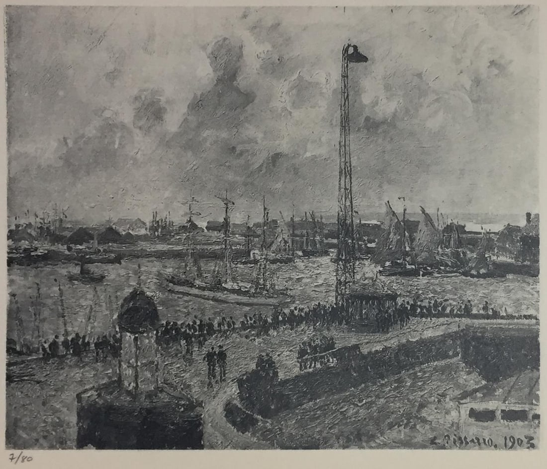 Camille Pissarro (After) - Avant Port du Havre: Artist: Camille Pissarro (After) Title: Avant Port du Havre Year: 1922 Dimensions: 9 3/8in. by 12 3/4in. Edition: From the Rare Limited Edition of 80 Publisher: