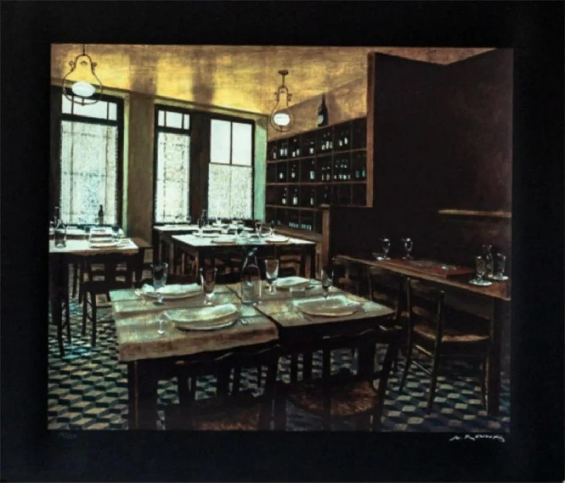 Andre Renoux - Interior Van Gogh: Artist: Andre Renoux Title: Interior Van Gogh Dimensions: 26.5in. by 23in. Edition: From the Rare Limited Edition of 225 Medium: Serigraph in Colors Condition: Excellent Signature Details: Hand