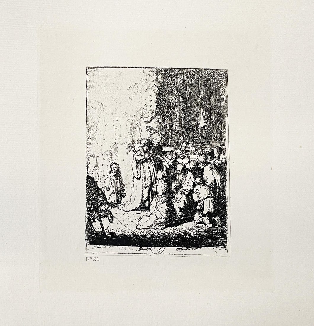 Rembrandt van Rijn - Presentation Au Temple Dite Avec L Ange (After): Artist: Rembrandt van Rijn Title: Presentation Au Temple Dite Avec L Ange Year: 1897 Dimensions: 17 5/8in. by 12 3/8in. Edition: From the rare limited edition of 500 Publisher: A. Quantin Paris