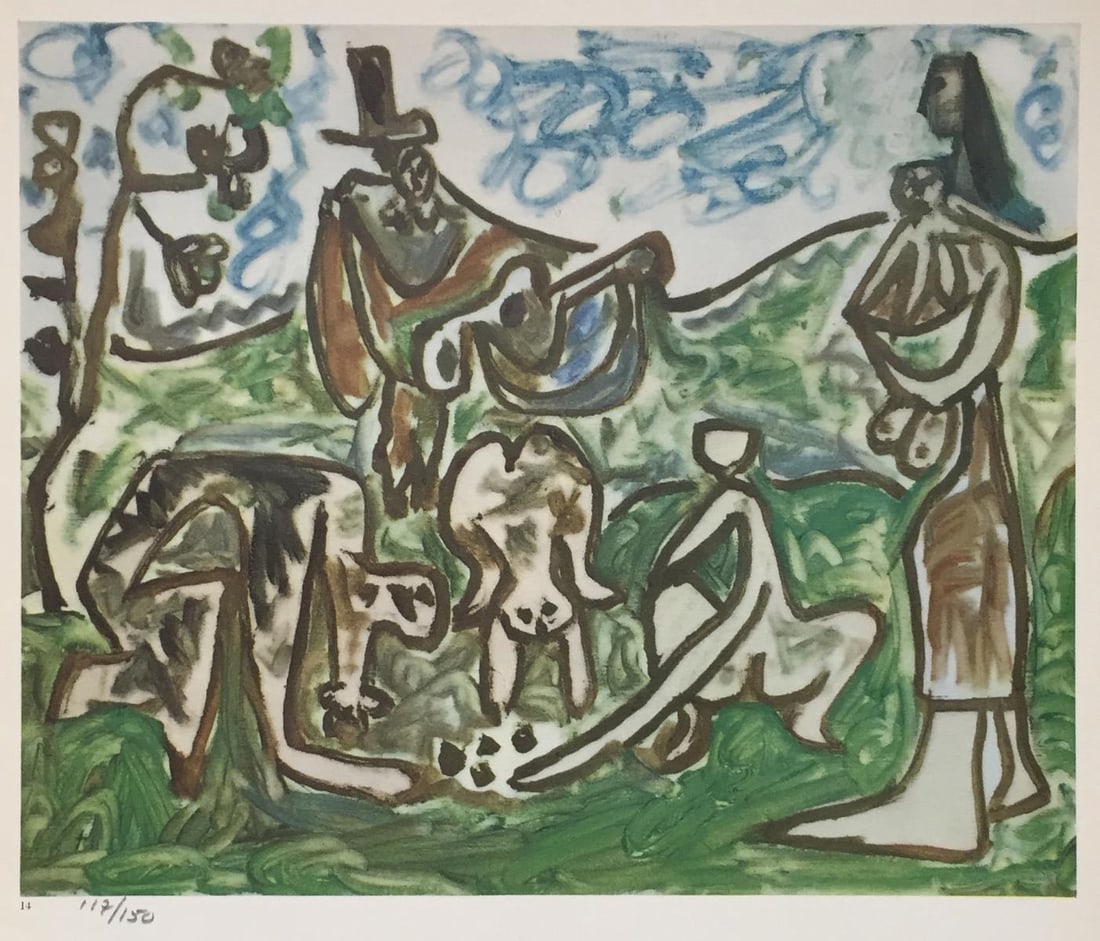 Pablo Picasso (After) - Plate 14 from "Les Dejeuneres": Artist: Pablo Picasso (After) Title: Plate 14 from "Les Dejeuneres" Year: 1962 Dimensions: 14 1/2in. by 10 1/2in. Edition: from the rare limited edition of 150 Publisher: Andre Sauret Paris Suite: