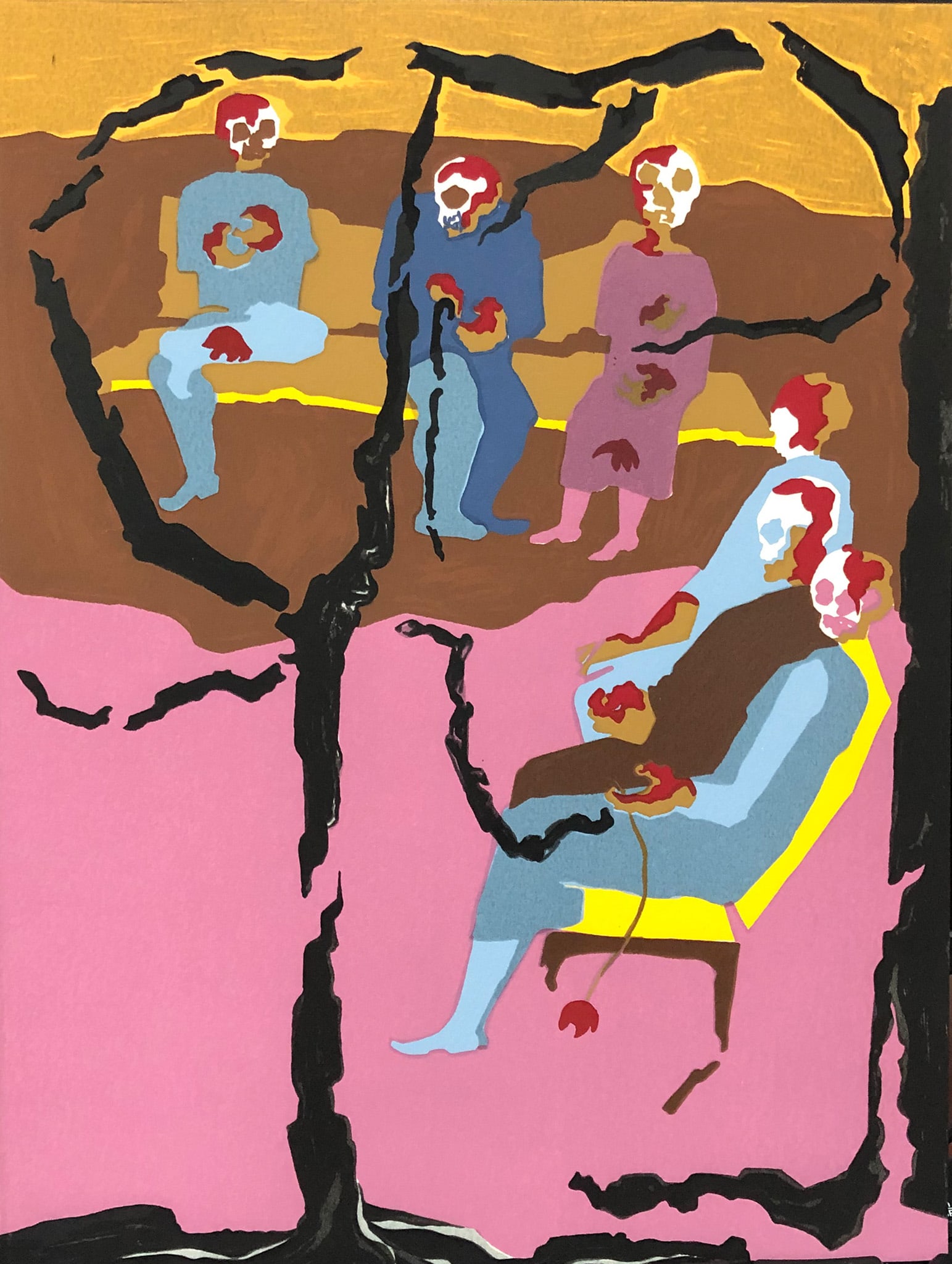 Jacob Lawrence - Hiroshima III: Artist: Jacob Lawrence Title: Hiroshima III Year: 1986 Dimensions: 12 1/2 x 9 1/2 in. Edition: From the limited edition Publisher: Limited Editions Club, New York Suite: Hiroshima by John Hersey