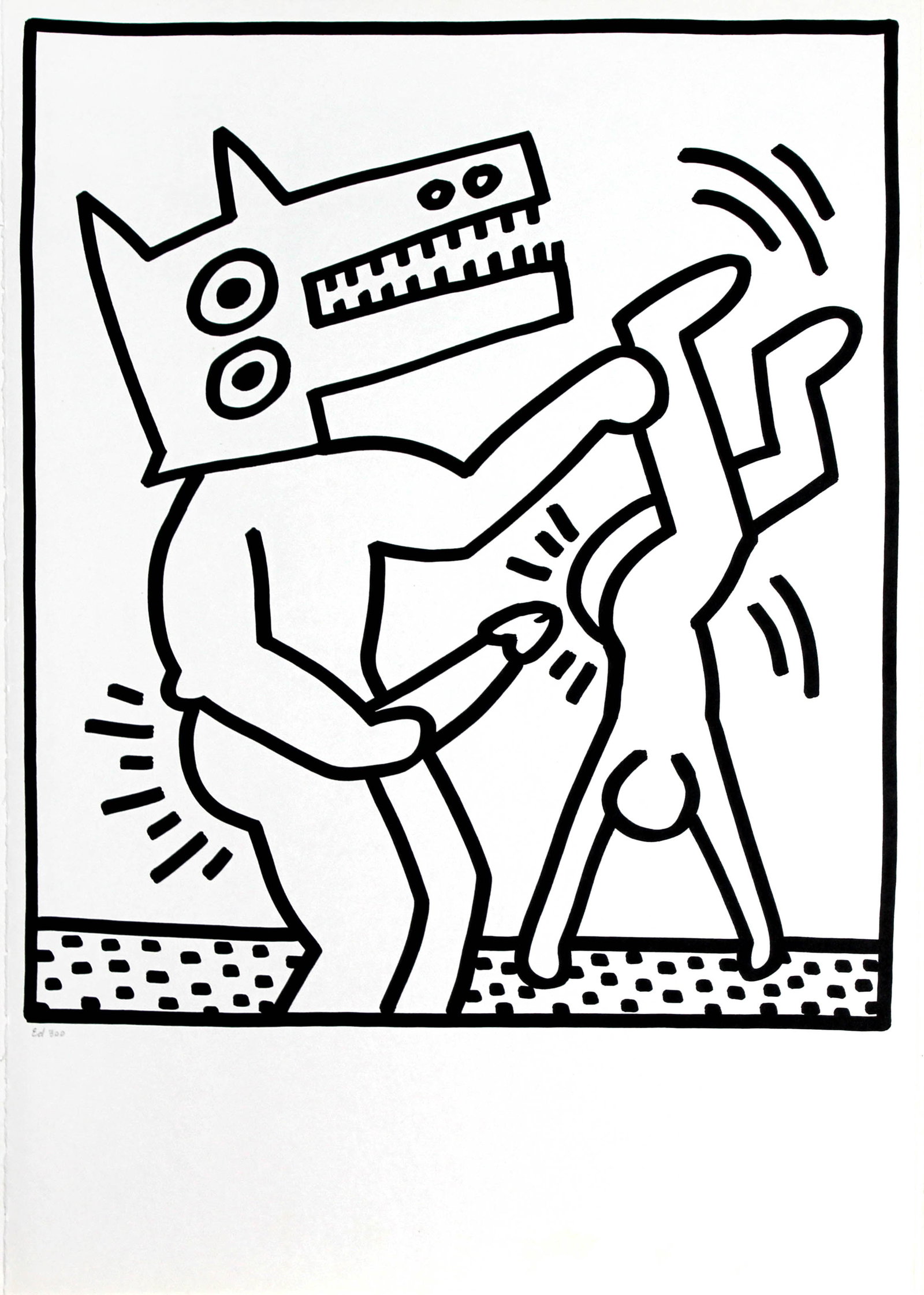 Keith Haring - Dangle (from Lucio Amelio Suite): Artist: Keith Haring Title: Dangle (from Lucio Amelio Suite) Year: 1983 Dimensions: 18.5in. by 13in. Edition: From the limited edition of 300 Publisher: Galerie