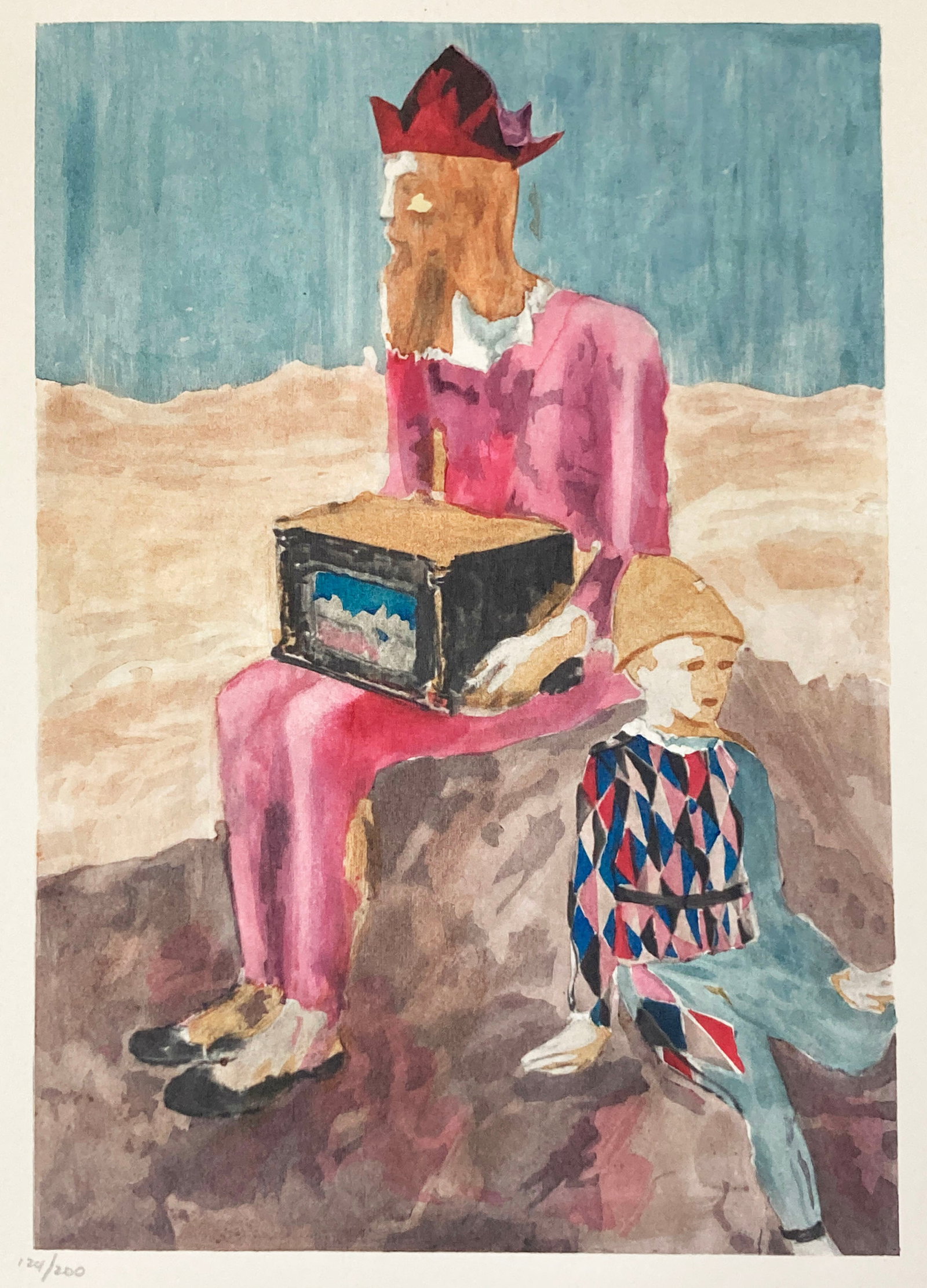 Pablo Picasso (After) - Saltimbanco Seduto Con Ragazzo: Artist: Pablo Picasso (After) Title: Saltimbanco Seduto Con Ragazzo Year: 1955 Dimensions: 11.5in. by 15.5in. Edition: From the rare limited edition of 200 Suite: Silvana Editoriale D'Arte Milano