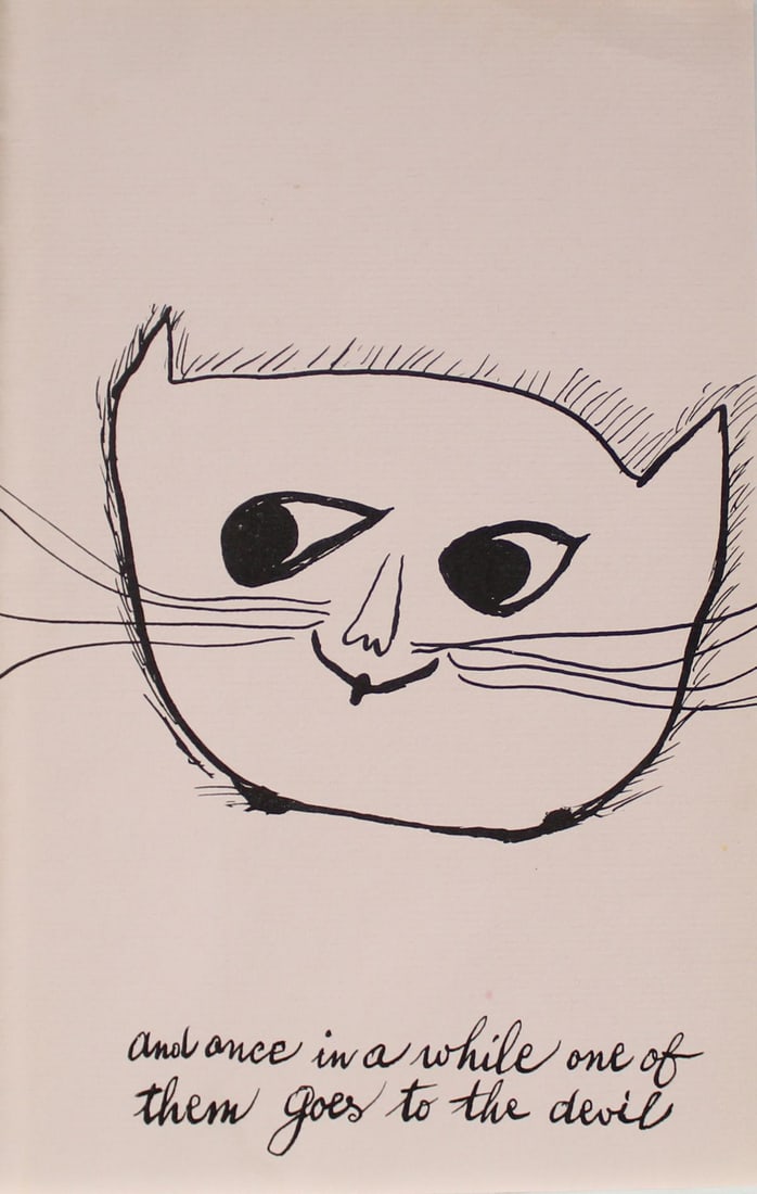 Andy Warhol - Once in a While: Artist: Andy Warhol Title: Once in a While Year: c. 1954 Dimensions: 5.5in. by 8.5in. Edition: From the rare limited edition Suite: Holy Cats by Andy Warhol and