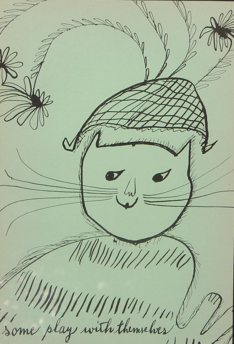 Andy Warhol - Some Play With Themselves: Artist: Andy Warhol Title: Some Play With Themselves Year: c. 1954 Dimensions: 5.5in. by 8.5in. Edition: From the rare limited edition Suite: Holy Cats. by Andy Warhol and his mother Medium: