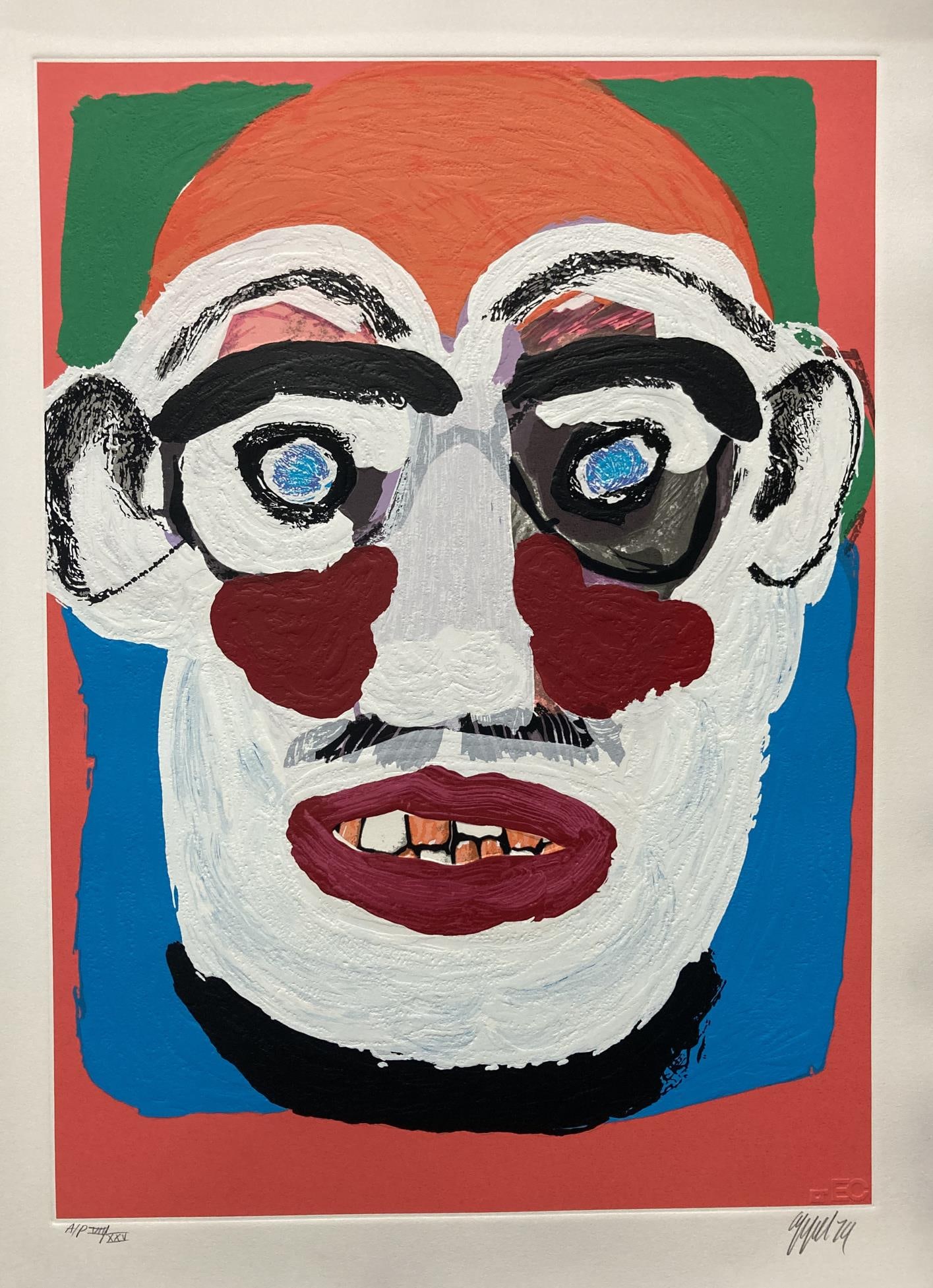 Karel Appel - Face: Artist: Karel Appel Title: Face Year: 1979 Dimensions: 22in. by 30 5/8in. Edition: AP VII From the rare limited edition of XXV Publisher: Editions Canada