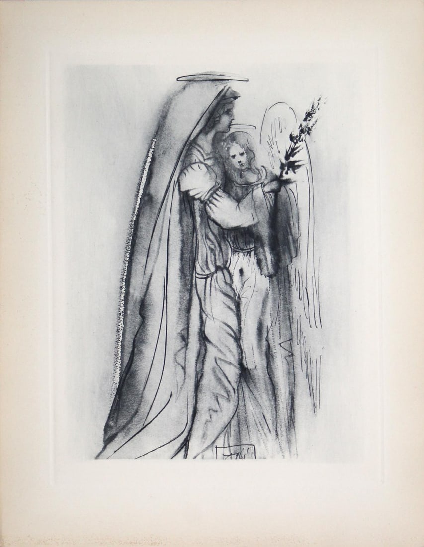 Salvador Dali - The Preparation for the Final Prayer: Artist: Salvador Dali Title: The Preparation for the Final Prayer Year: 1964 Dimensions: 10.25in. by 13in. Edition: From the rare limited edition of 165 in blue/gray Publisher: Les Heures Claires