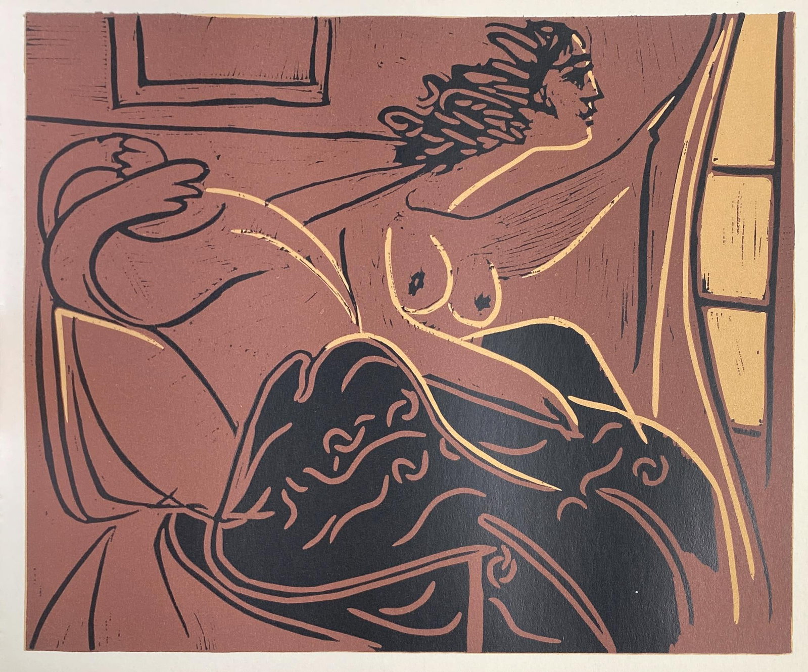 Pablo Picasso - Femmes regardant par le fenetre (After): Artist: Pablo Picasso Title: Femmes regardant par le fenetre Year: 1962 Dimensions: 12.75in. by 15.5in. Edition: From a rare limited edition Publisher: Verlag Gerd Hatje Stuttgart Suite: Picasso