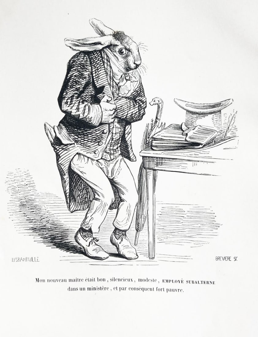 J.J. Grandville - Grandville et Les Animaux 6: Artist: J.J. Grandville Title: Grandville et Les Animaux 6 Year: 1842 Dimensions: 10.5in. by 6.5in. Edition: From the rare limited edition Publisher: Etudes De Moeurs Contemporaines Suite: Grandville