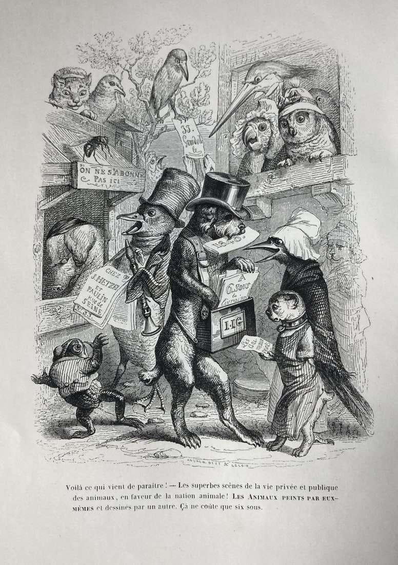 J.J. Grandville - Grandville et Les Animaux 5: Artist: J.J. Grandville Title: Grandville et Les Animaux 5 Year: 1842 Dimensions: 10.5in. by 6.5in. Edition: From the rare limited edition Publisher: Etudes De Moeurs Contemporaines Suite: Grandville