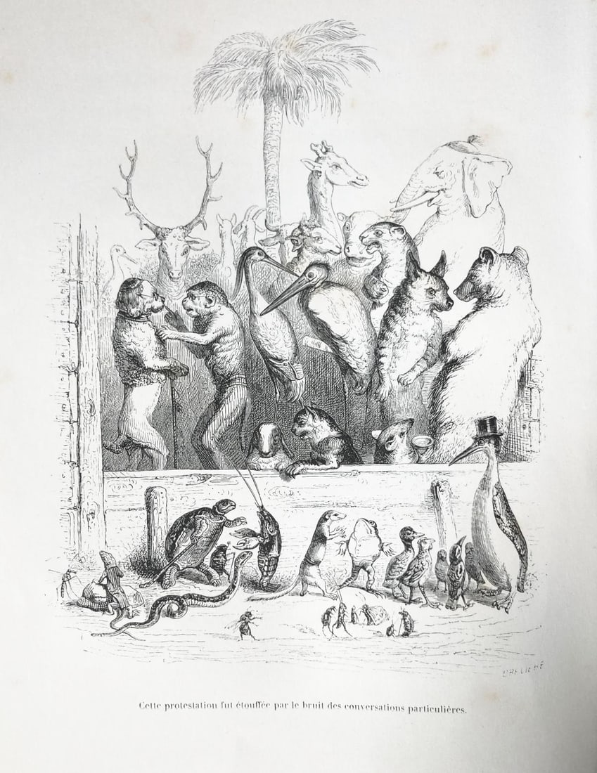 J.J. Grandville - Grandville et Les Animaux 4: Artist: J.J. Grandville Title: Grandville et Les Animaux 4 Year: 1842 Dimensions: 10.5in. by 6.5in. Edition: From the rare limited edition Publisher: Etudes De Moeurs Contemporaines Suite: Grandville