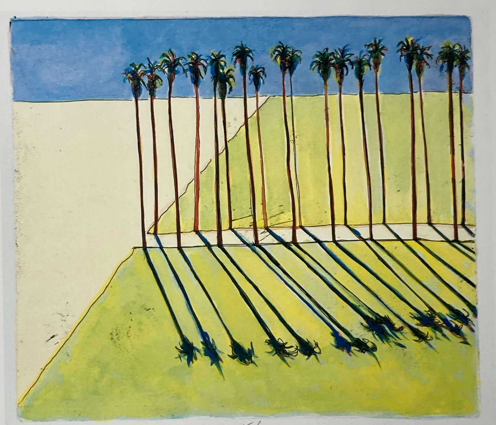 Wayne Thiebaud - Palm Road (After): Artist: Wayne Thiebaud Title: Palm Road Year: 1991 Dimensions: 9in. by 10.5in. Sheet Size Edition:From the Limited Edition Publisher: Chronicle Medium: Offset Lithograph on paper Condition: Excellent