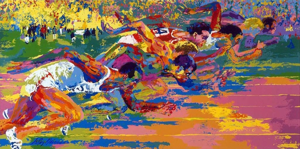 Leroy Neiman - Olympic Track: Artist: Leroy Neiman Title: Olympic Track Year: 1976 Dimensions: 19 x 34 in. Edition: Limited Edition Medium: Serigraph Condition: Excellent