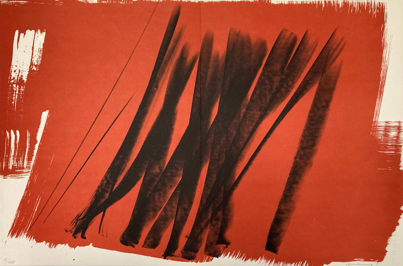 Hans Hartung - Lithograph X from Farandole: Artist: Hans Hartung Title: Lithograph X from Farandole Year: 2022 Dimensions: 20 x 30 in. Edition: Numbered from the Rare Limited Edition Publisher: Poligrafa Barce