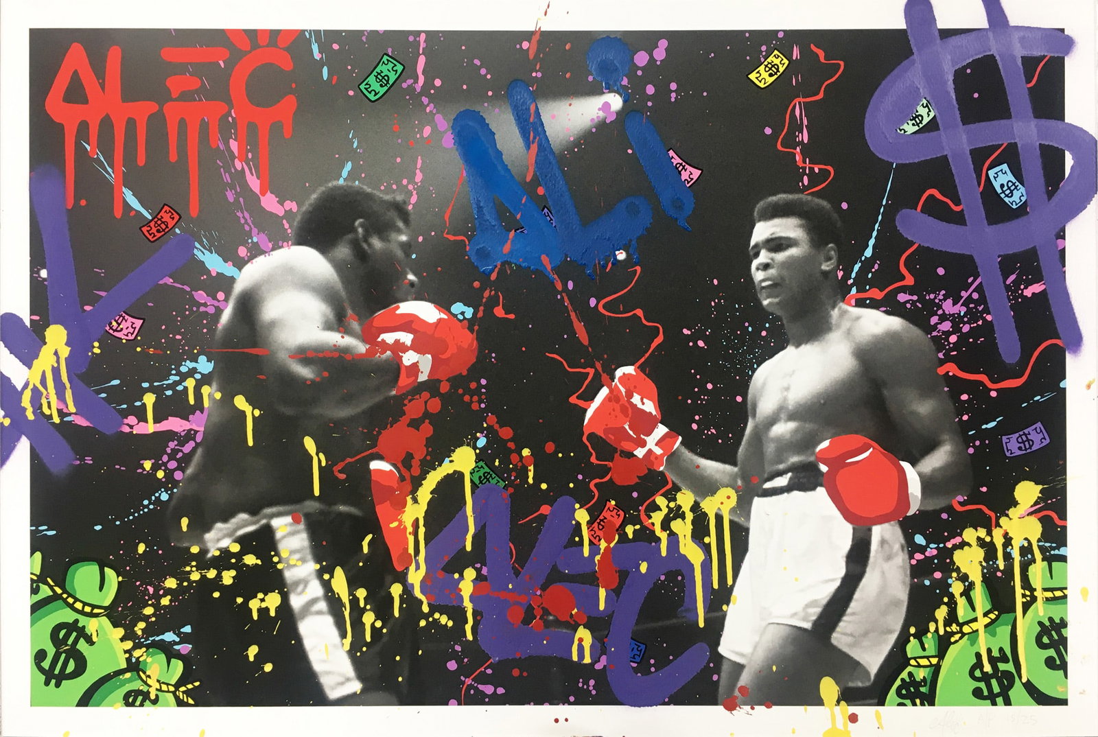Alec Monopoly - The Greatest of All Time III: Artist: Alec Monopoly Title: The Greatest of All Time III Year: 2015 Dimensions: 24 x 36 in. Edition: Unique one of a kind artwork Medium: Giclee on Heavy Watercolor Paper Hand Finished with Acrylic