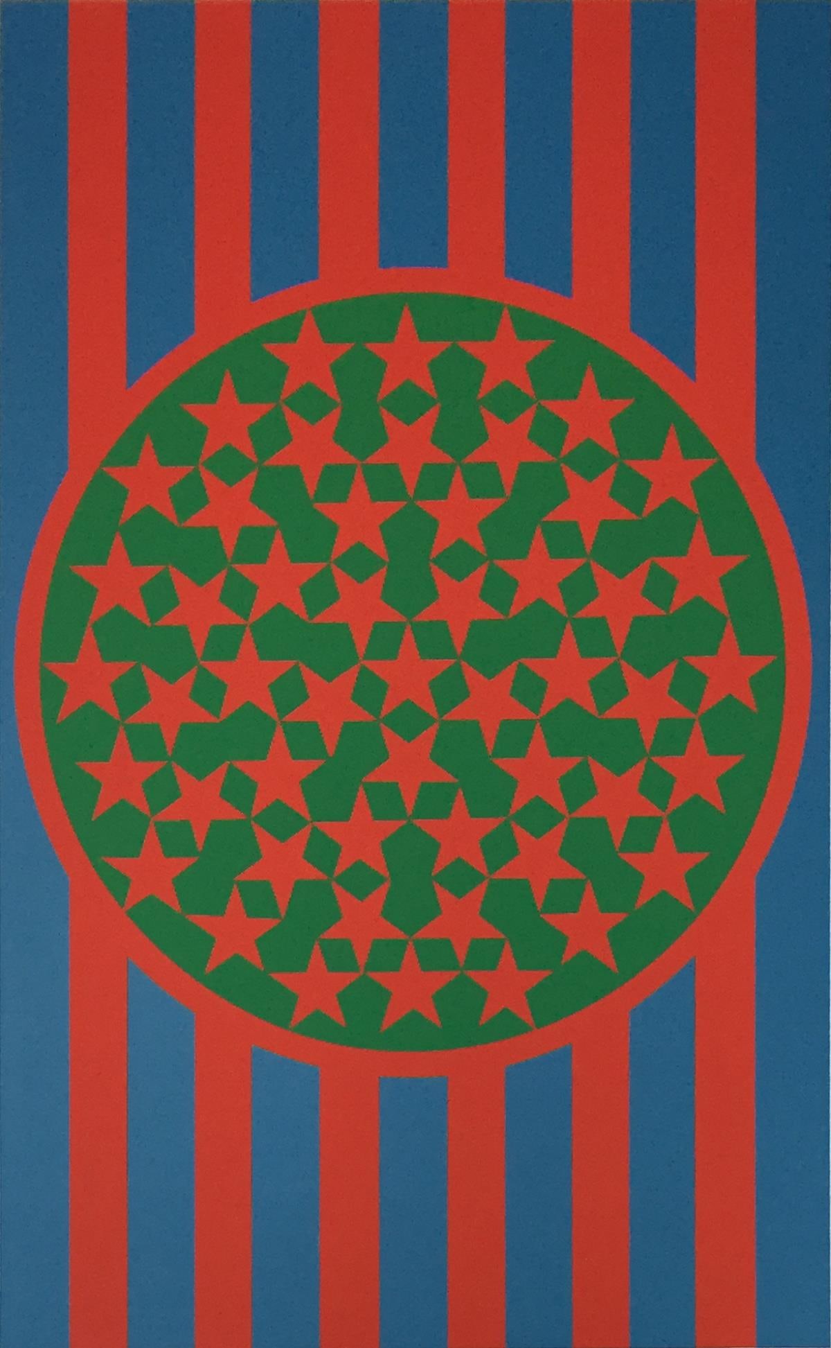Robert Indiana - Flag: Artist: Robert Indiana Title: Flag Year: 1968 Dimensions: 15in. by 15 1/2in. Edition: From the Rare Limited Edition Publisher: Multiples Inc. Suite:<