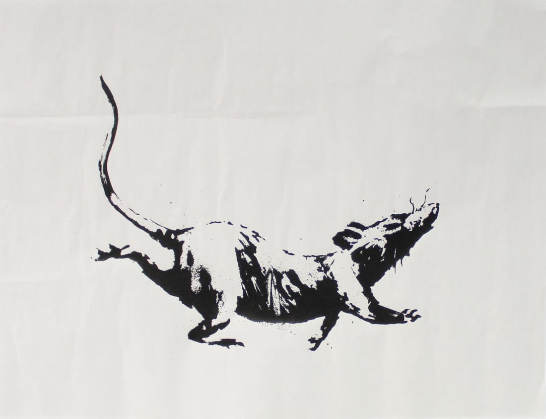Banksy - Rat: Artist: Banksy Title: Rat Year: 2019 Dimensions: 15 1/2in. by 19 7/8in. Edition: From the Rare Limited Edition Publisher: Gross Domestic Product Medium: Original Screenprint on 50 gsm Paper Comes