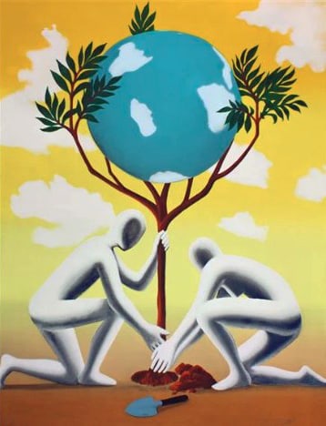 Mark Kostabi - Give Leaves a Chance (yellow) (1 of 2)