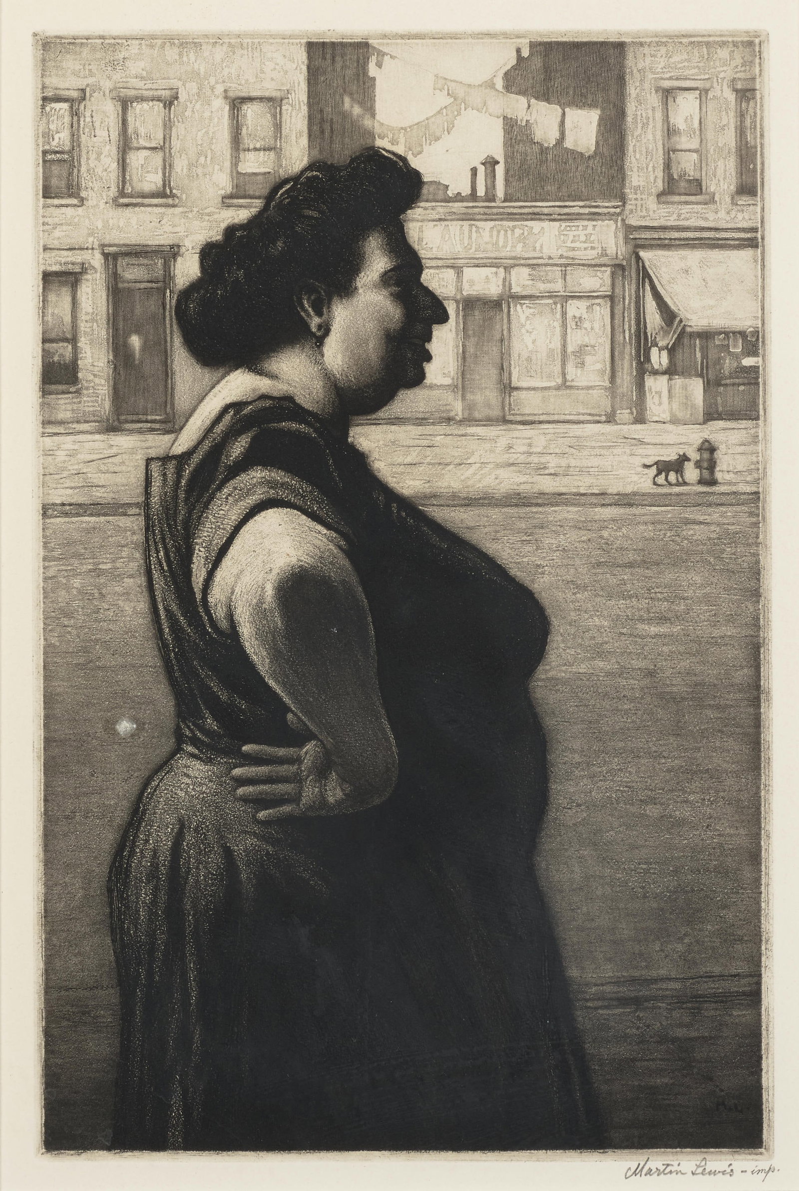Martin Lewis - Boss of the Block: Artist: Martin Lewis Title: Boss of the Block Year: 1928 Dimensions: 11 1/4in. by 7 3/8in. Edition: From the Rare Limited Edition Medium: Etching and Aquatint o