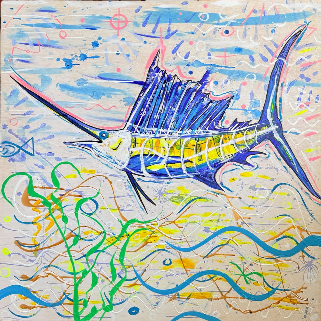 Matthew Steinberg - Trophy: Artist: Matthew Steinberg Title: Trophy Year: 2022 Dimensions: 40 x 40 in. Edition: Hand painted One-of-a-kind work of art Medium: Hand painted Acrylic on Luan