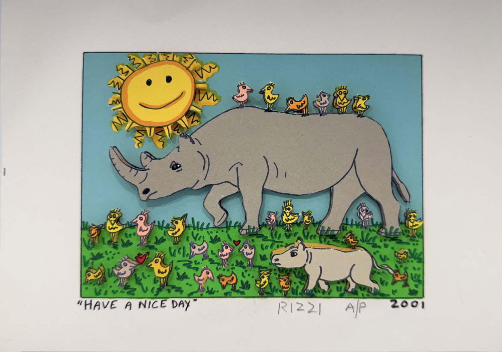James Rizzi - Have A Nice Day: Artist: James Rizzi Title: Have A Nice Day Year: 2001 Dimensions: 9 1/2 x 6 3/4 in. Edition: From the rare limited Artist Proof edition Medium: Original serigra