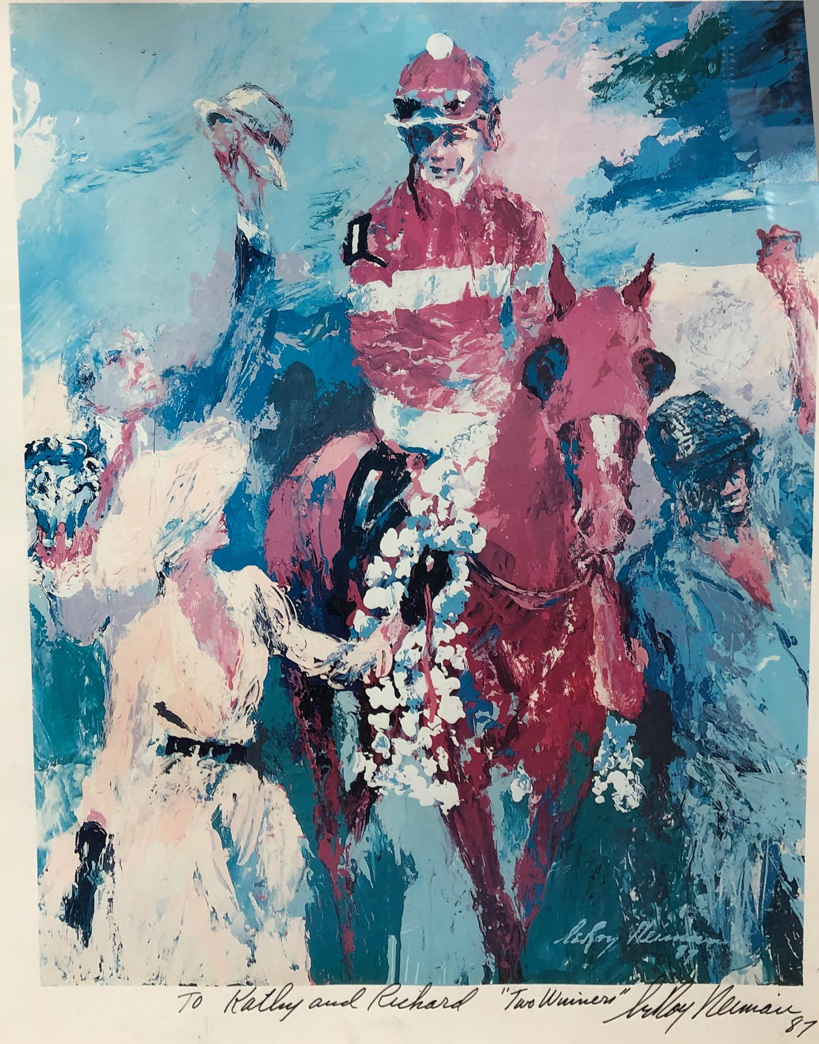 LeRoy Neiman - Two Winners: Artist: LeRoy Neiman Title: Two Winners Year: 1987 Dimensions: 32 x 17 in. Medium: Serigraph on paper Condition: Excellent Signature Details: Han