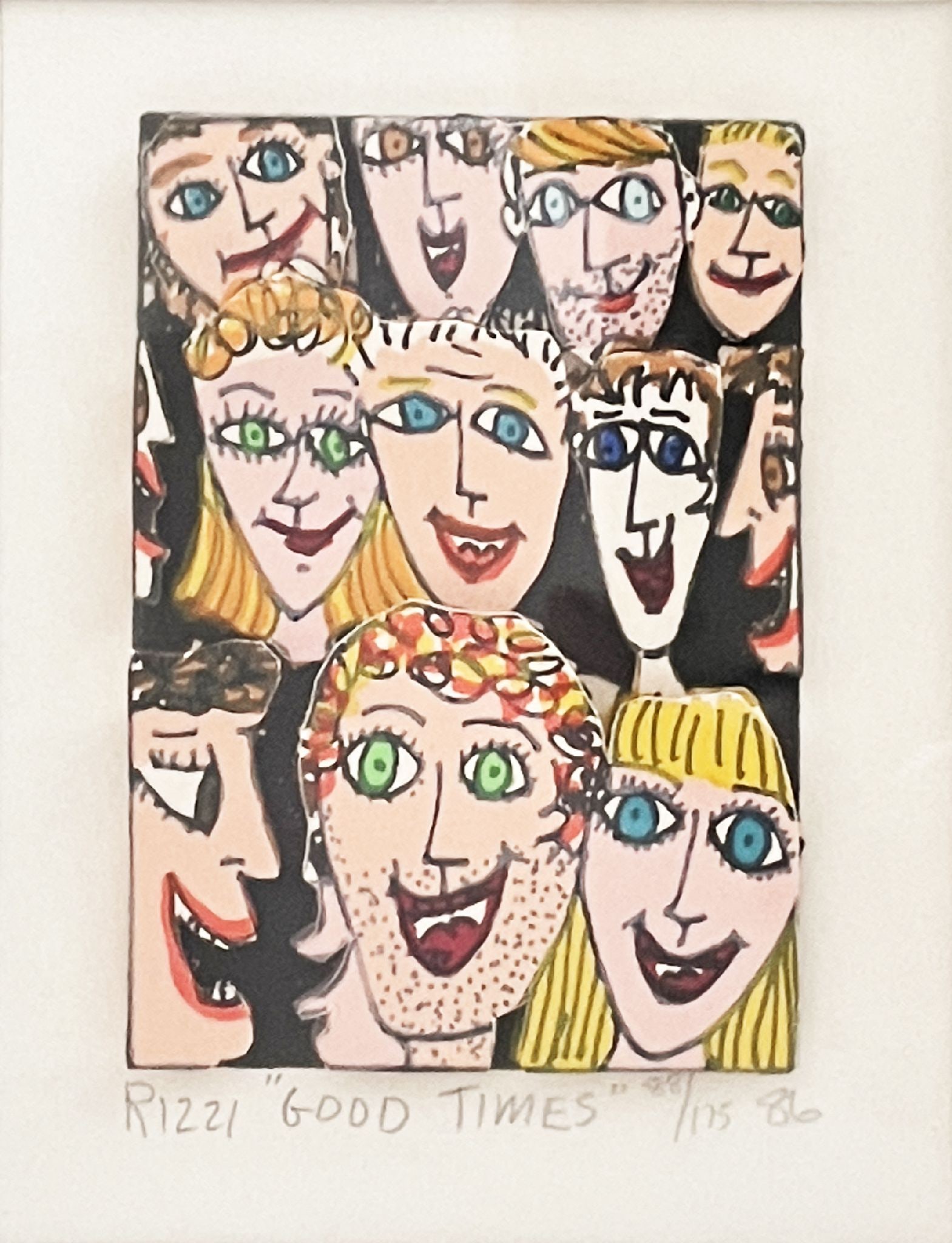 James Rizzi - Good times: Artist: James Rizzi Title: Good times Year: 1986 Dimensions: 4 x 3 1/2 in. Edition: 88 From the rare limted edition of 175 Medium: Original 3-D Color