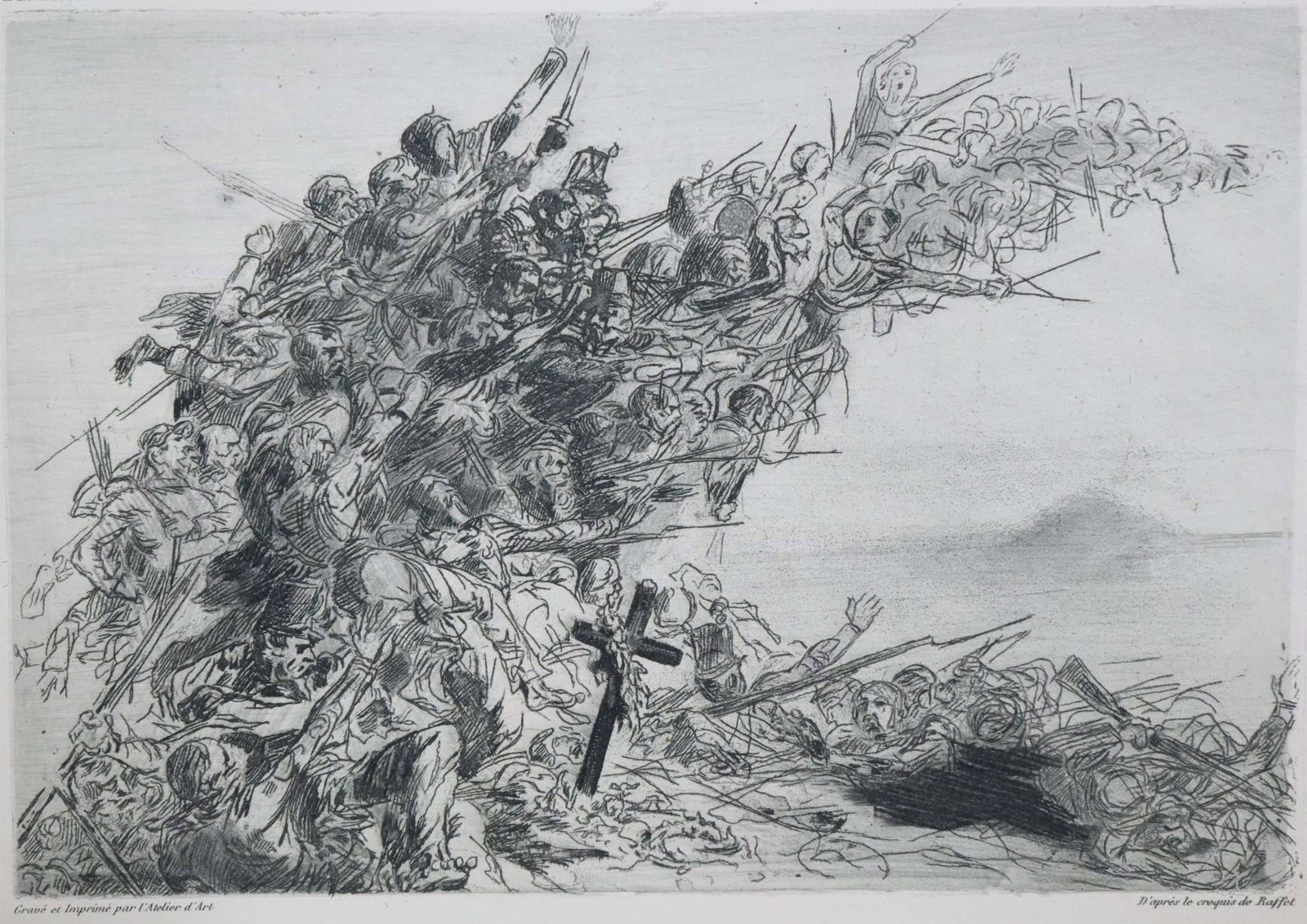 Le Cri De Waterloo: Title: Le Cri De Waterloo Year: 1904 Dimensions: 9 3/8 x 12 3/8 in. Edition: From the rare limited edition Publisher: L'Atelier d'Art Suite: Leau Forte Medium: Original Etching on Paper Condition: