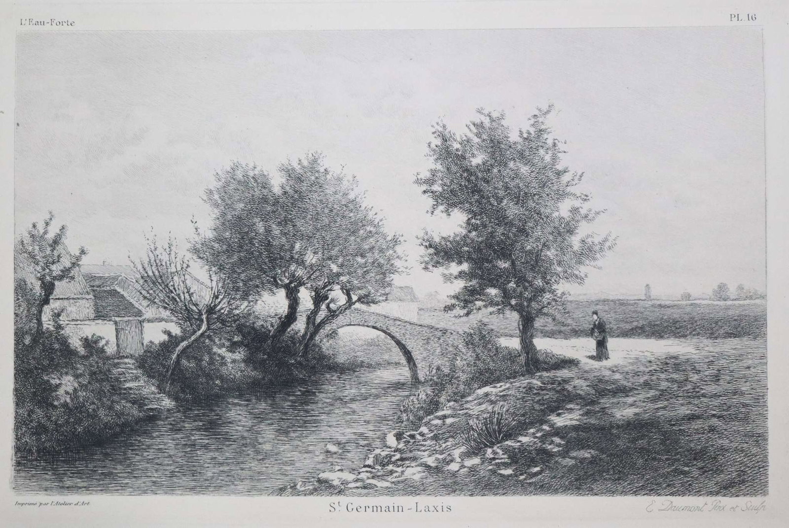 Mariano (BNS) - Saint Germain Laxis: Artist: Mariano (BNS) Title: Saint Germain Laxis Year: 1904 Dimensions: 9 3/8 x 12 3/8 in. Edition: From the rare limited edition Publisher: L'Atelier d'Art Suite: Leau Forte Medium: Original Etching