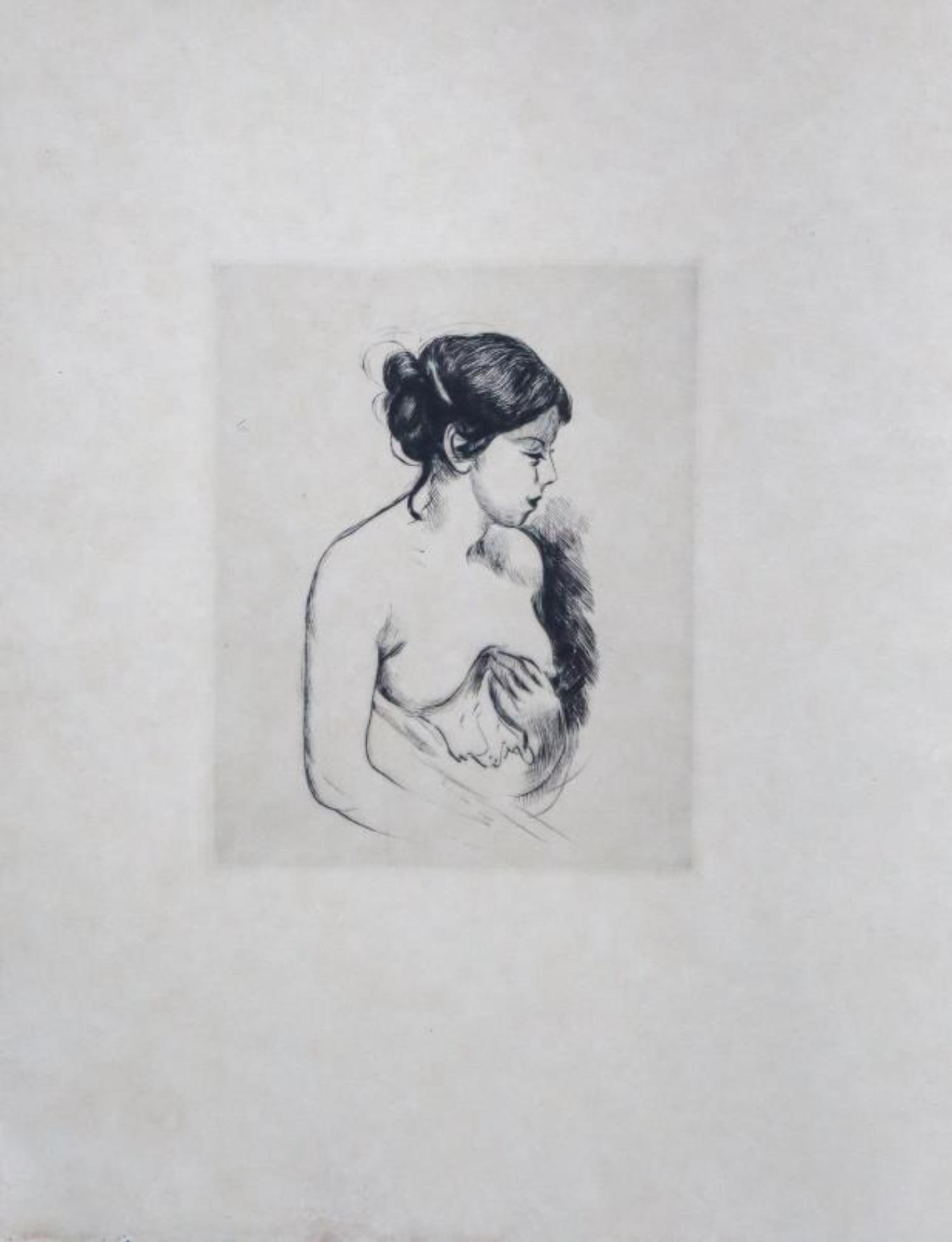 Berthe Morisot - Untitled: Artist: Berthe Morisot Title: Untitled Dimensions: 11.5in. by 8.75in. Edition: From the rare limited edition Medium: Original etching on paper Condition: Excell