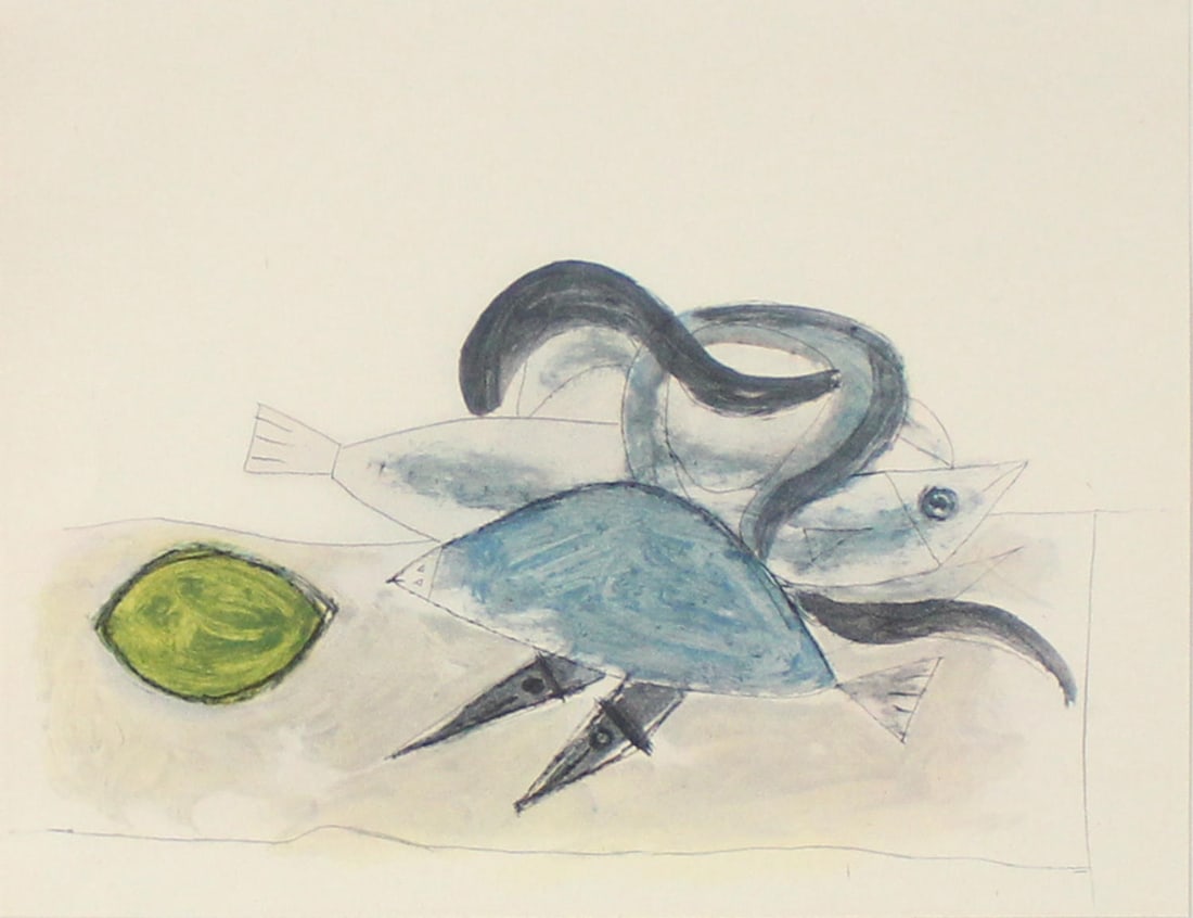 Pablo Picasso - Untitled (Still Life with Fish and: Artist: Pablo Picasso Title: Untitled (Still Life with Fish and Lime) Year: 1948 Dimensions: 5 7/8in. by 7 3/4in. Edition: From the Rare Limited Edition Publisher:<