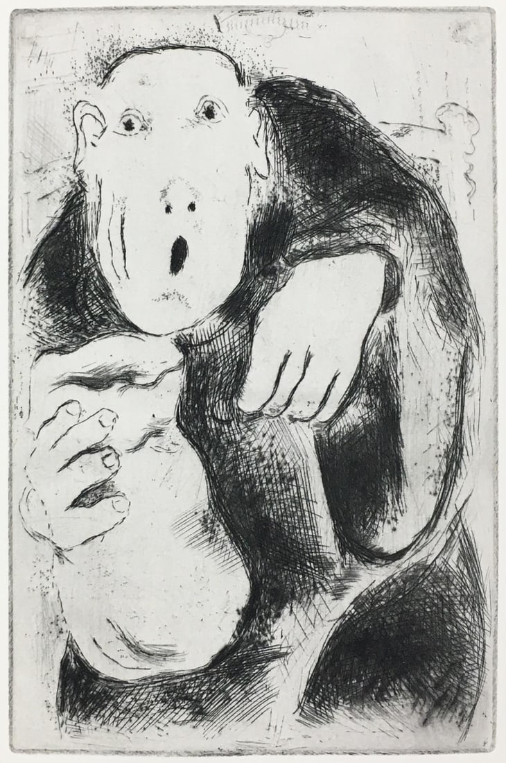 Marc Chagall - Avarice I: Artist: Marc Chagall Title: Avarice I Year: 1926 Dimensions: 9 13/16in. by 7 3/8in. Edition: From the Rare Limited Edition of 300 Publisher: Simon Kra Paris
