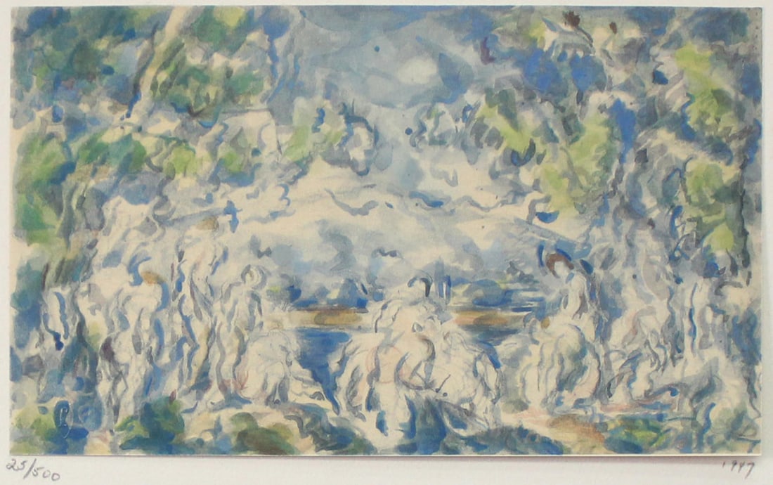 Paul Cezanne (After) - Les Baigneuses Aquarelles 1: Artist: Paul Cezanne (After) Title: Les Baigneuses Aquarelles 1 Year: 1947 Dimensions: 14 3/4in. by 11in. Edition: From the Rare Limited Edition of 500 Publisher: Trianon Press Macleod and Fawcus