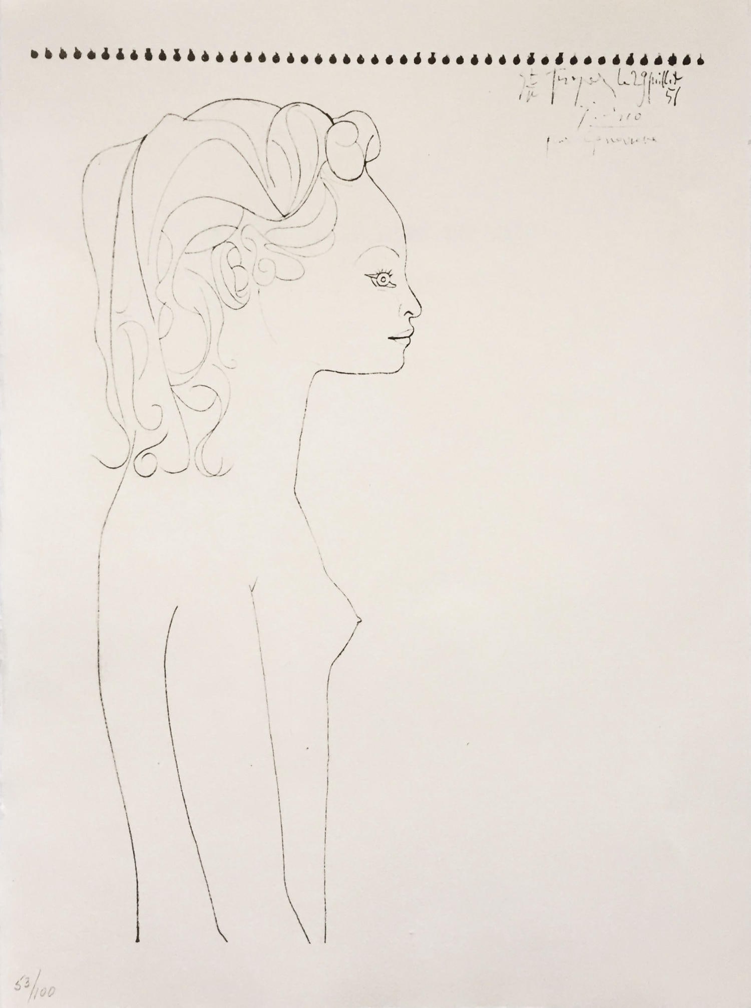 Pablo Picasso - Sur un Instant de Silence (After): Artist: Pablo Picasso Title: Sur un Instant de Silence Year: 1974 Dimensions: 11in. by 15 1/8in. Edition: From the Rare Limited Edition of 100 Publisher: Plon /