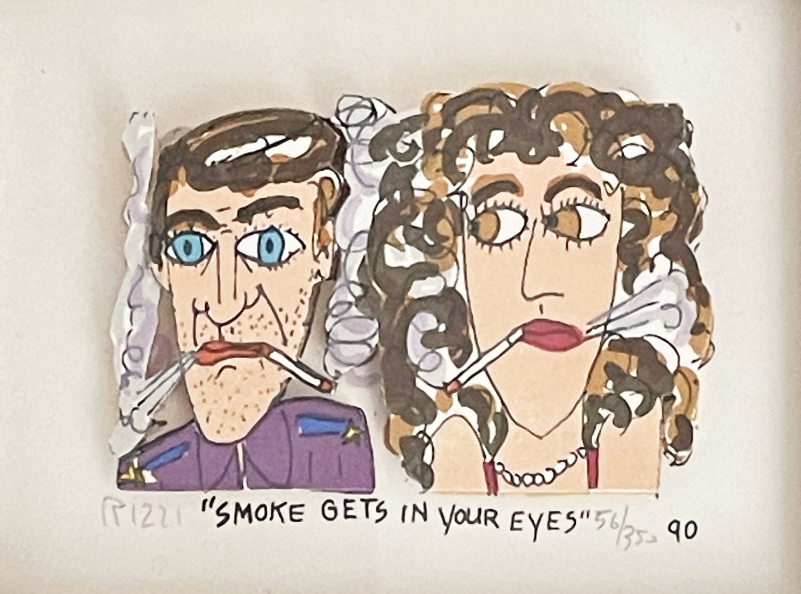 James Rizzi - Smoke Gets in Your Eyes: Artist: James Rizzi Title: Smoke Gets in Your Eyes Year: 1990 Dimensions: 4 x 3 1/2 in. Edition: 56 From the rare limted edition of 350 Medium: Origin