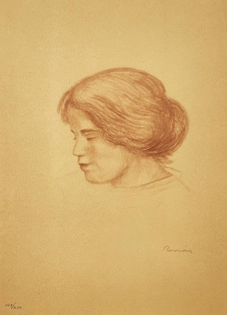Pierre-Auguste Renoir (After)- Gabrielle: Artist: Pierre-Auguste Renoir (After) Title: Gabrielle Year: 1948 Dimensions: 10in. by 14.5in. Edition: from the rare limited edition of 250 Publisher: Quatre C