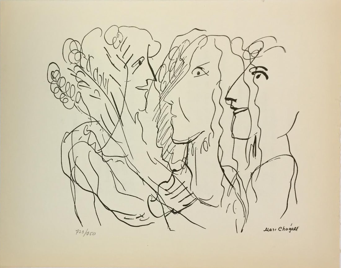 Marc Chagall - Untitled (Three Figures) from "Le Dur (After): Artist: Marc Chagall Title: Untitled (Three Figures) from "Le Dur Desir De Durer" Year: 1950 Dimensions: 11in. by 9in. Edition: From the rare limited edition of 750