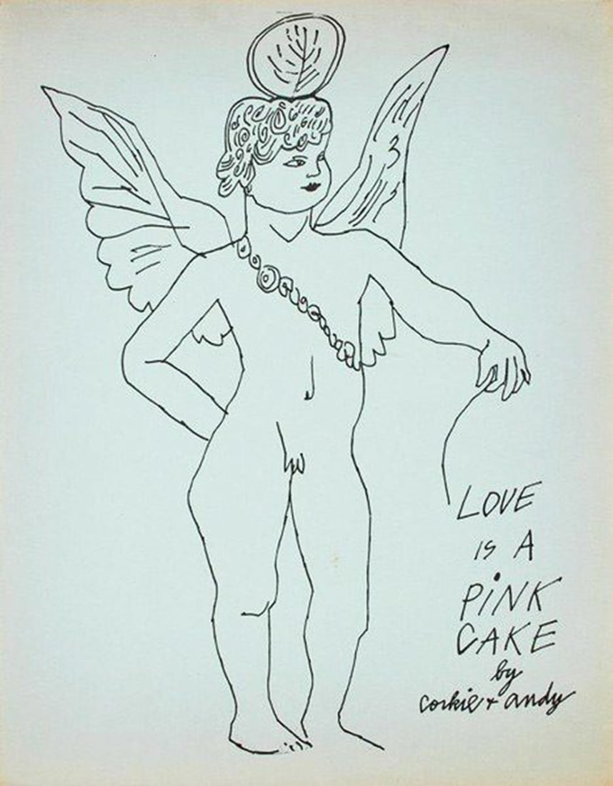 Andy Warhol - Love is a Pink Cake: Artist: Andy Warhol Title: Love is a Pink Cake Year: 1953 Dimensions: 11in. by 8.5in. Edition: From the rare limited edition Suite: Love is a Pink Cake Medium: Original offset lithograph on paper