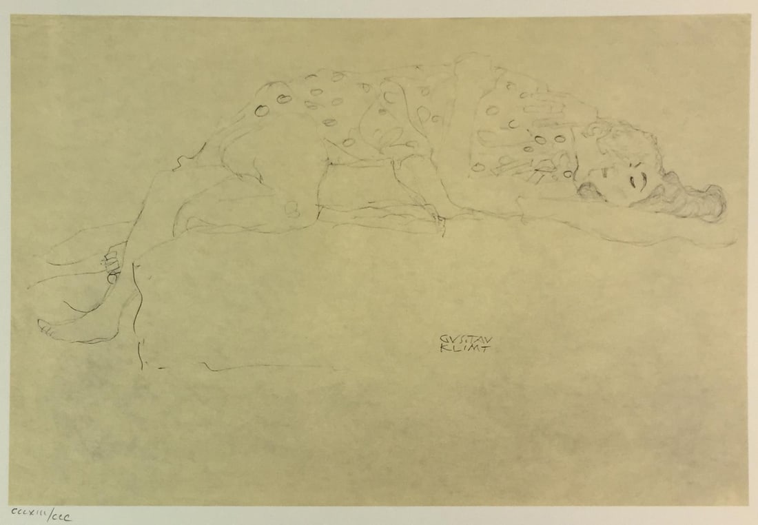 Gustav Klimt - Untitled Study (XV) (After): Artist: Gustav Klimt Title: Untitled Study (XV) Year: 1980 Dimensions: 16in. by 12in. Edition: From the Rare Limited Edition of CCC Publisher: Mazzotta Suite: Disegni Erotici Medium: Original