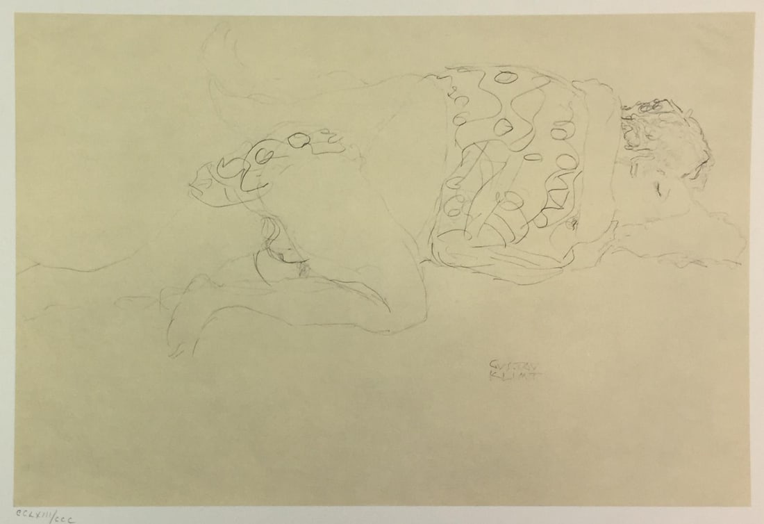 Gustav Klimt - Untitled Study (XVI)(After): Artist: Gustav Klimt Title: Untitled Study (XVI) Year: 1980 Dimensions: 16in. by 12in. Edition: From the Rare Limited Edition of CCC Publisher: Mazzotta Suite: Disegni Erotici Medium: Original