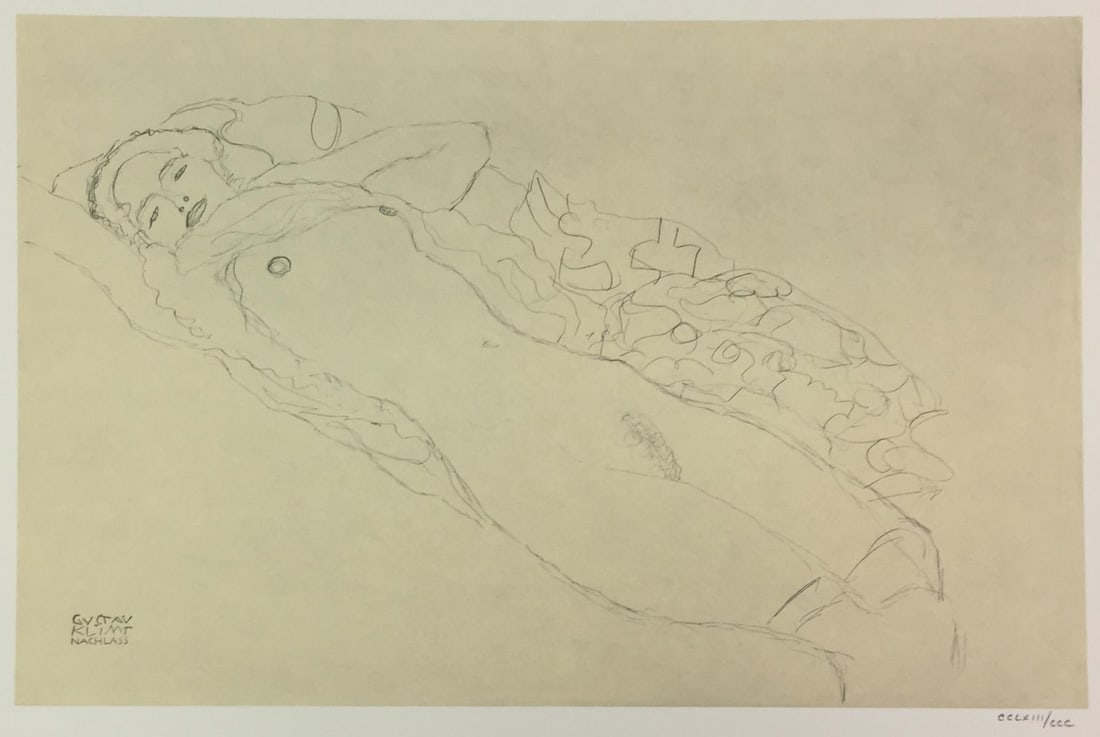 Gustav Klimt - Untitled Study (XVIII)(After): Artist: Gustav Klimt Title: Untitled Study (XVIII) Year: 1980 Dimensions: 16in. by 12in. Edition: From the Rare Limited Edition of CCC Publisher: Mazzotta Suite: Disegni Erotici Medium: Original