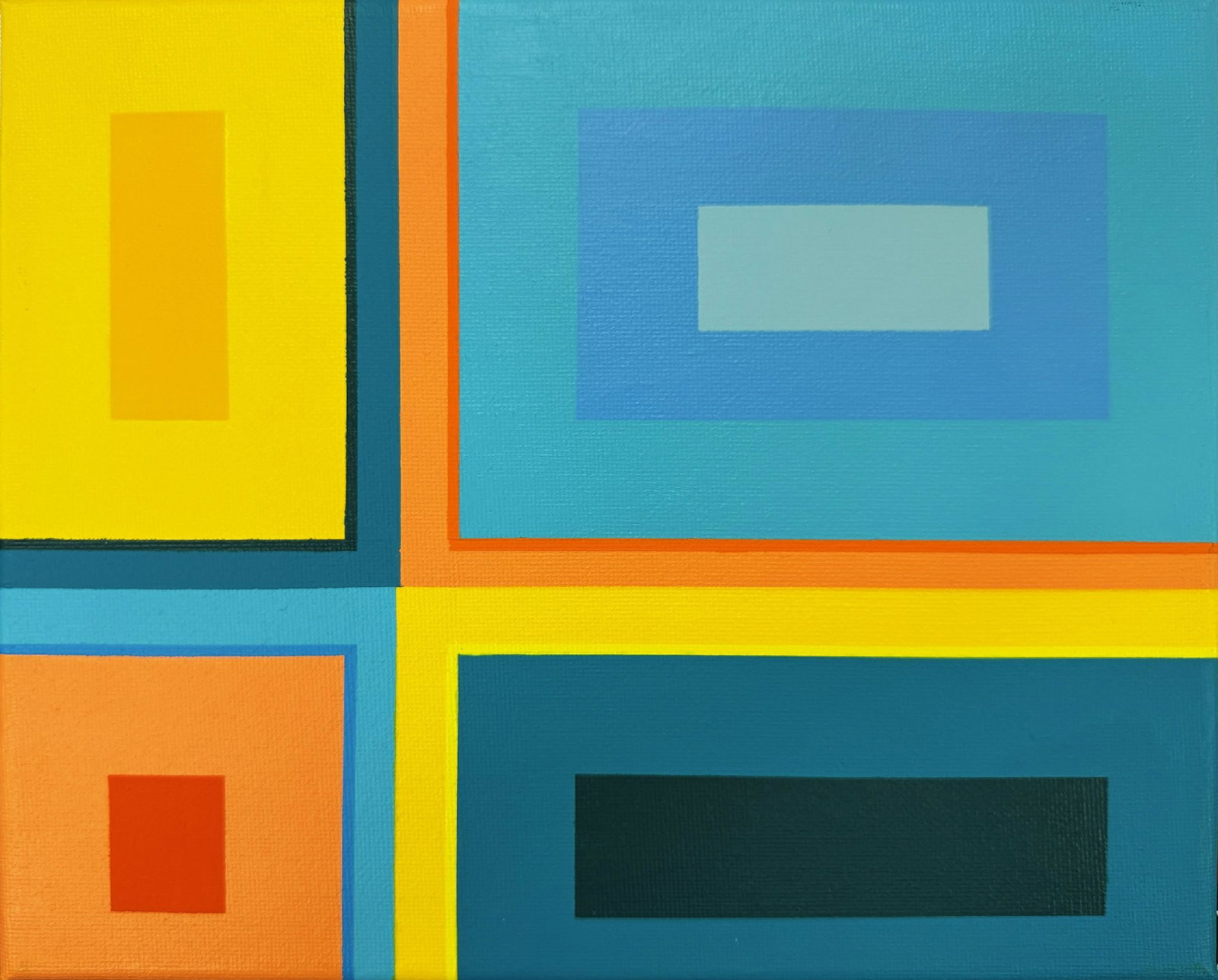 Beth Liez - Quadrants: Artist: Beth Liez Title: Quadrants Year: 2024 Dimensions: 8 x 10 in. Edition: Original One-of-a-Kind Painting Medium: Hand painted acrylic on canvas