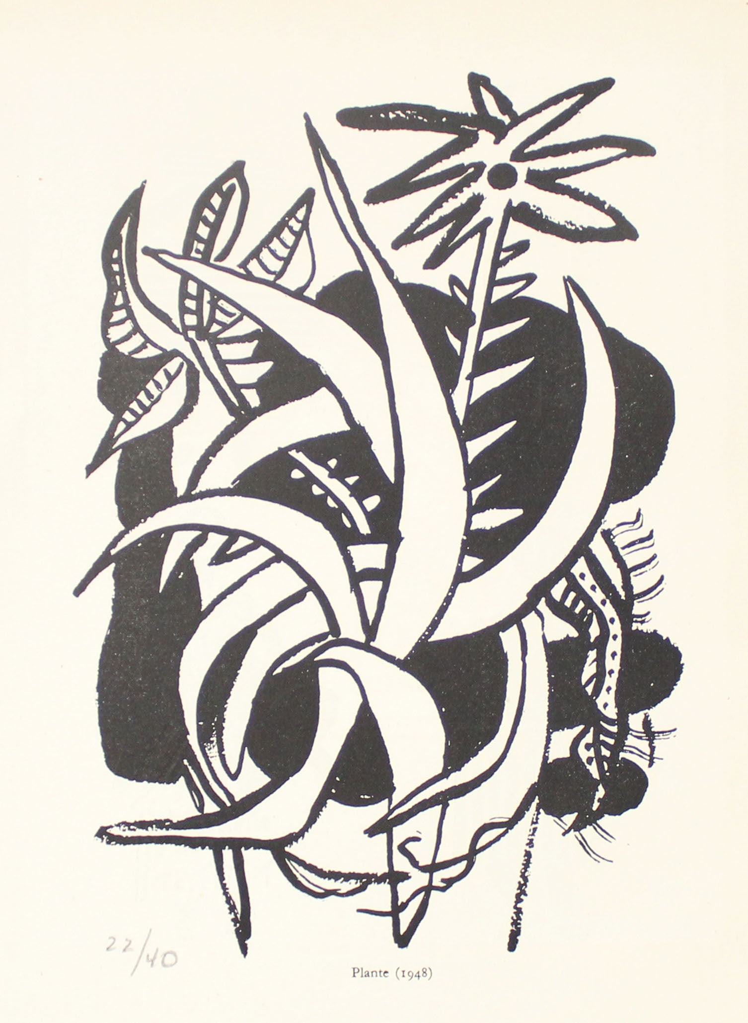 Fernand Leger - Plante: Artist: Fernand Leger Title: Plante Year: 1949 Dimensions: 9 1/2in. by 7 1/2in. Edition: From the Rare Limited Edition of 40 Publisher: Trois Collines <