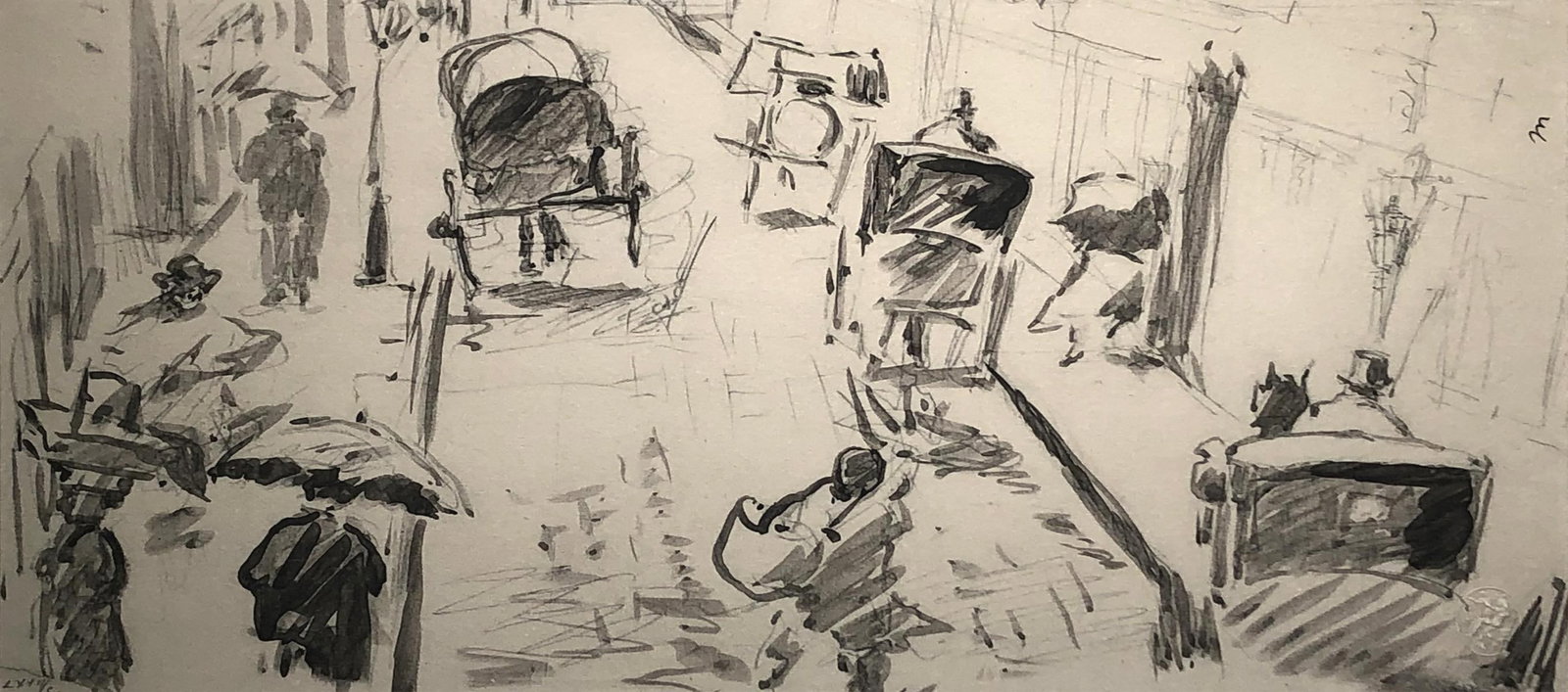 Edouard Manet - The Rue Mosnier in Rain (After): Artist: Edouard Manet Title: The Rue Mosnier in Rain Year: 1878 Dimensions: 14in. by 7 1/2in. Weight: 0 Edition: From the limited edition of 100 Medi