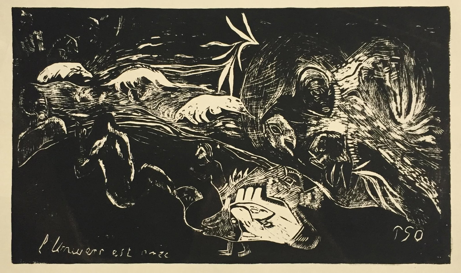 Paul Gauguin - L'Univers est Cree: Artist: Paul Gauguin Title: L'Univers est Cree Year: c. 1950 Dimensions: 15 3/4in. by 11 1/2in. Edition: From the rare limited edition Publisher: Museum Reprodu