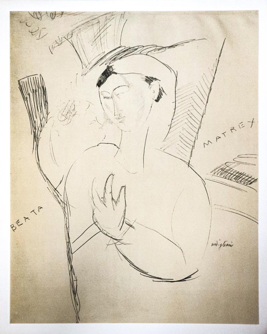 Amedeo Modigliani - Untitled portrait of a Woman (After): Artist: Amedeo Modigliani Title: Untitled portrait of a Woman Year: 1959 Dimensions: 22.25in. by 17.75in. Edition: From the rare limited edition 750 Publisher: Grove Press Inc. New York. Suite: From
