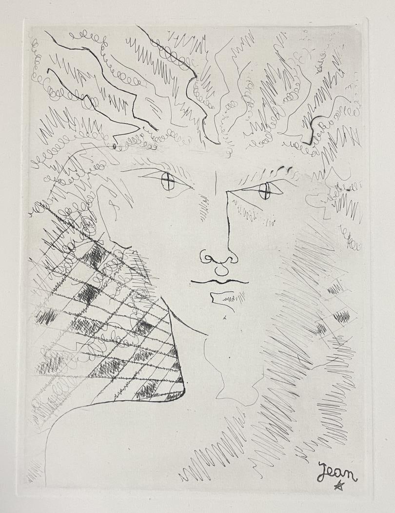Jean Cocteau - Surrealist Portrait: Artist: Jean Cocteau Title: Surrealist Portrait Year: 1946 Dimensions: 13 1/2in. by 10 1/4in. Edition: From the rare limited edition of 300 Publisher: Le Gerbier Suite: Alterance Medium: Original