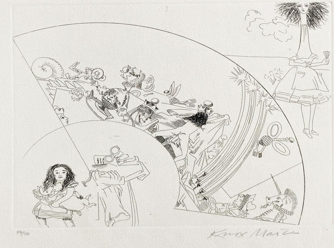 Knox Martin - Untitled (Alice In Wonderland): Artist: Knox Martin Title: Untitled (Alice In Wonderland) Year: 1972 Dimensions: 12in. by 14in. Edition: From the Rare Limited Edition of 50 Suite: Alice In Wonderland Medium: Original Etching on