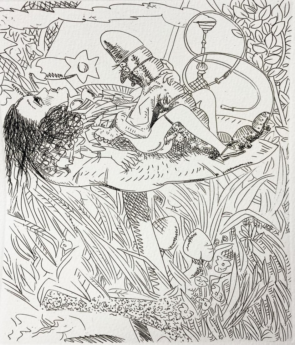 Knox Martin - Untitled (Alice In Wonderland): Artist: Knox Martin Title: Untitled (Alice In Wonderland) Year: 1972 Dimensions: 9in. by 7in. Edition: From the Rare Limited Edition Suite: Alice In Wonderland Medium: Original Etching on Paper